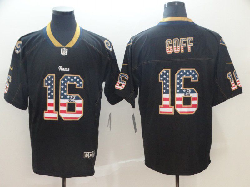 Men Los Angeles Rams #16 Goff Nike USA Flag Fashion Black Color Rush Limited NFL Jerseys->los angeles rams->NFL Jersey